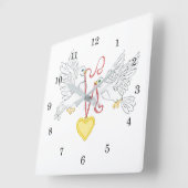 Doves Of Love Vierkante Klok (Hoek)