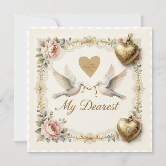 Doves of Love – Vintage Valentine’s Day Card Feestdagenkaart