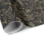 Doves of Peace Black Shimmer Gold Foil Floral Cadeaupapier (Rol Hoek)