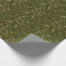 Doves of Peace Green Shimmer Gold Foil Floral