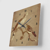 Doves op een  dierenkunst in een tak vierkante klok (Hoek)