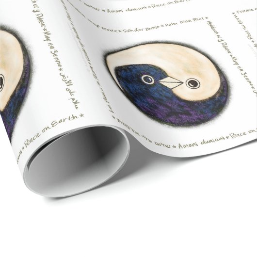 Doves Peace & Harmony inpakpapier op wit (Rol Hoek)