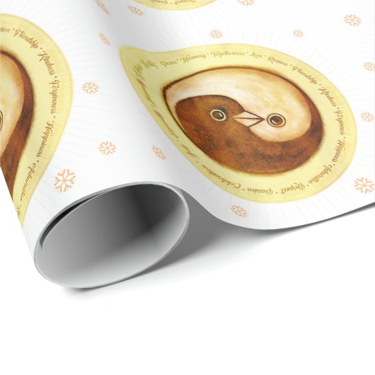 Doves Peace & Harmony inpakpapier op wit (Rol Hoek)