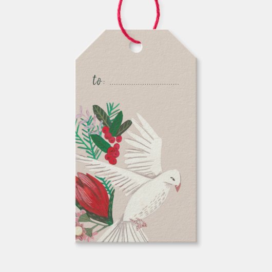 Doves Peace on Earth Kerstmis Cadeaulabel (Voorkant)