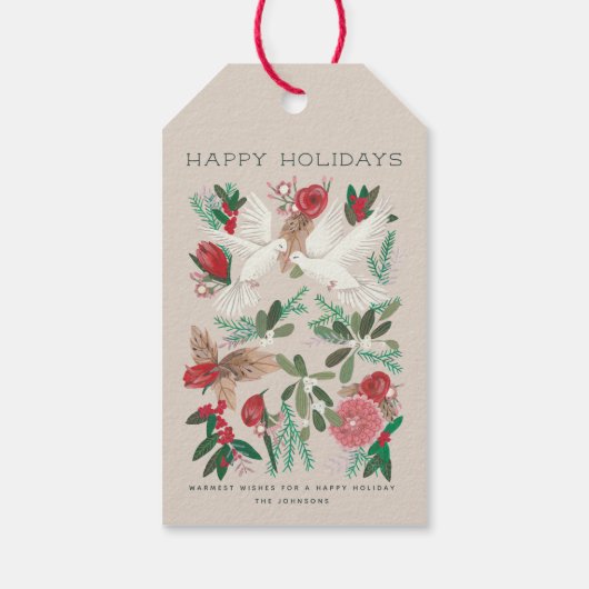 Doves Peace on Earth Kerstmis Cadeaulabel (Achterkant)