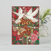 Doves Peace on Earth real Folie Feestdagenkaart (Staand Voorkant)