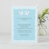 Doves Religious Invitation Blue Kaart (Staand voorkant)