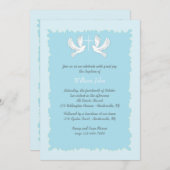 Doves Religious Invitation Blue Kaart (Voorkant / Achterkant)