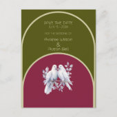 Doves Rings Olijfgroen Bourgogne Geel Boog Briefkaart (Voorkant)