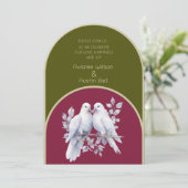 Doves Rings Olijfgroen Bourgogne Geel Boog Kaart (Staand voorkant)