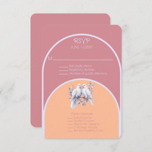 Doves Rings Peach Fuzz Dusty Roze Lavendel Boog (Voorkant / Achterkant)