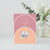 Doves Rings Peach Fuzz Dusty Roze Lavendel Boog Briefkaart (Staand voorkant)