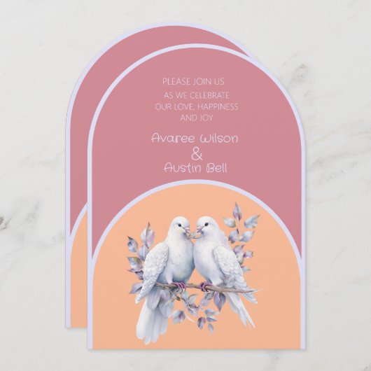 Doves Rings Stoffige Roze Perzik Fuzz Lavendel Boo Kaart (Voorkant / Achterkant)