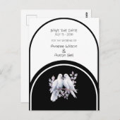 Doves Rings Zwart-wit gebogen Briefkaart (Voorkant / Achterkant)