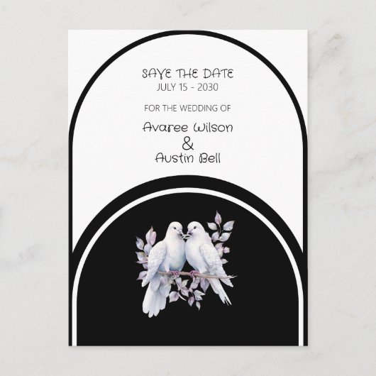 Doves Rings Zwart-wit gebogen Briefkaart (Voorkant)