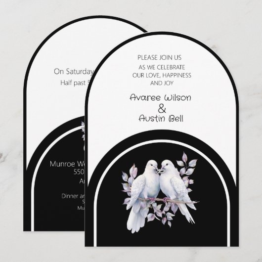 Doves Rings Zwart-wit gebogen Kaart (Voorkant / Achterkant)