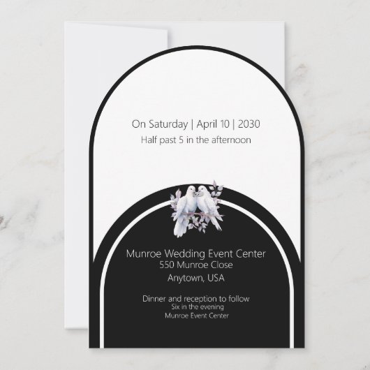 Doves Rings Zwart-wit gebogen Kaart (Achterkant)