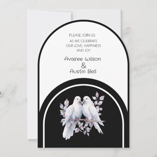 Doves Rings Zwart-wit gebogen Kaart (Voorkant)