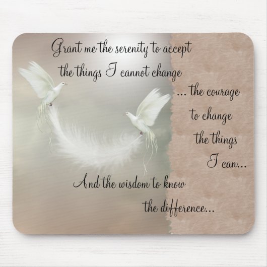 Doves Serenity Prayer Mousepad ~ beige Muismat (Voorkant)