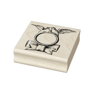 Doves Trouwring & Bow Rubber Art Stamp Rubberstempel