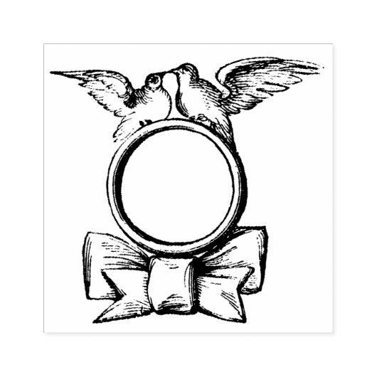 Doves Trouwring & Bow  Rubber Art Stamp Rubberstempel (Afrduk)