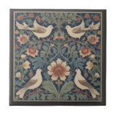 Doves William Morris stijl Four Dove Birds Tegeltje (Voorkant)