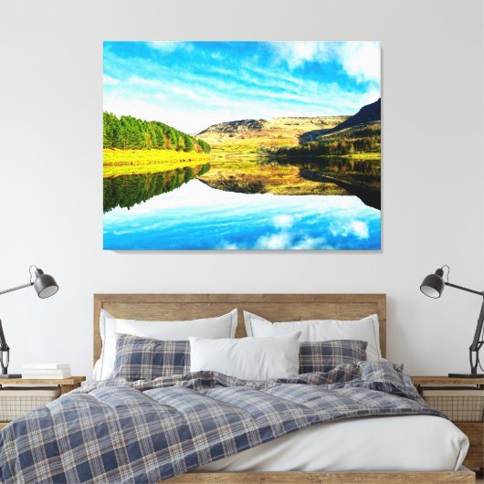 Dovestone Reservoir in de winter Canvas Afdruk (Insitu (Slaapkamer))