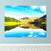 Dovestone Reservoir in de winter Canvas Afdruk (Insitu (Houten vloer))