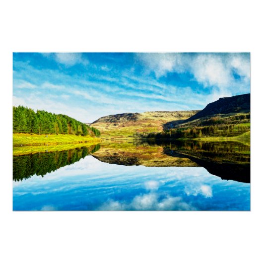 Dovestone Reservoir in de winter Perfect Poster (Voorkant)