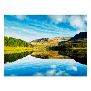Dovestone Reservoir in het Glossy Poster in de win