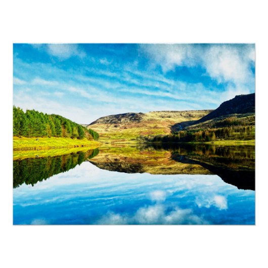 Dovestone Reservoir in het Glossy Poster in de win (Voorkant)