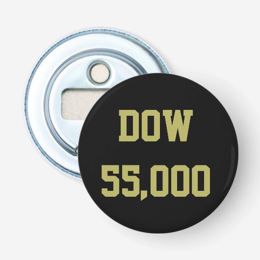 Dow 55.000 Aandelenmarkt Feest Button Flesopener (Voorkant)