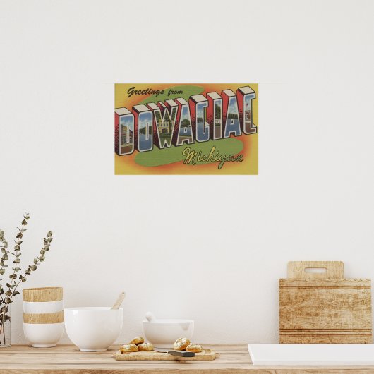 Dowagiac, Michigan - Large Letter Scenes 2 Poster (Keuken)