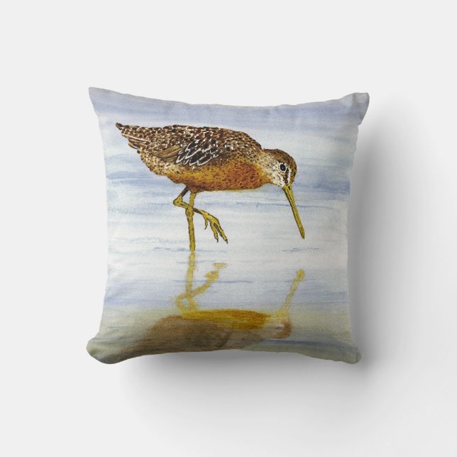 Dowitcher Pillow met korte lading Kussen (Voorkant)