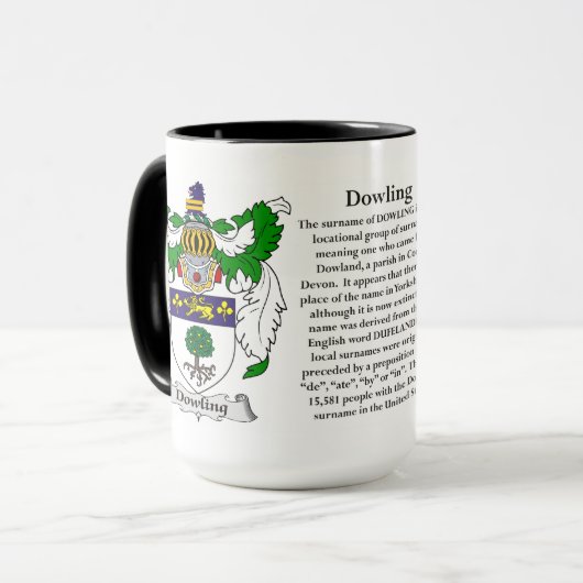 Dowling Family Coat of Arms Mok (Voorkant links)