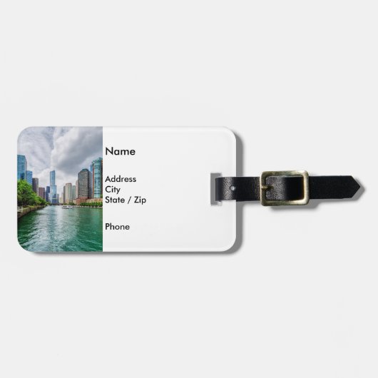 Down Chicago River Bagagelabel (Voorkant horizontaal)