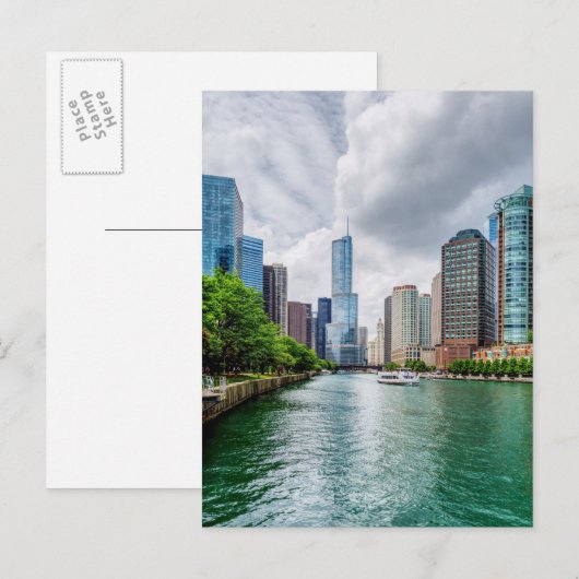 Down Chicago River Briefkaart (Voorkant / Achterkant)