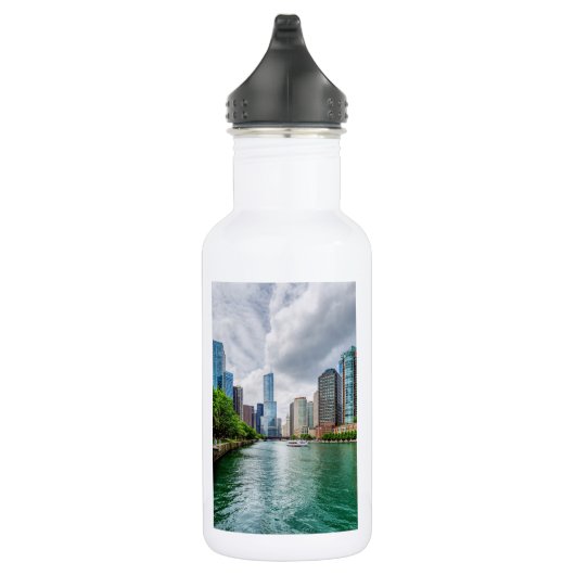 Down Chicago River Stainless Steel Water Bottle Waterfles (Rechts)