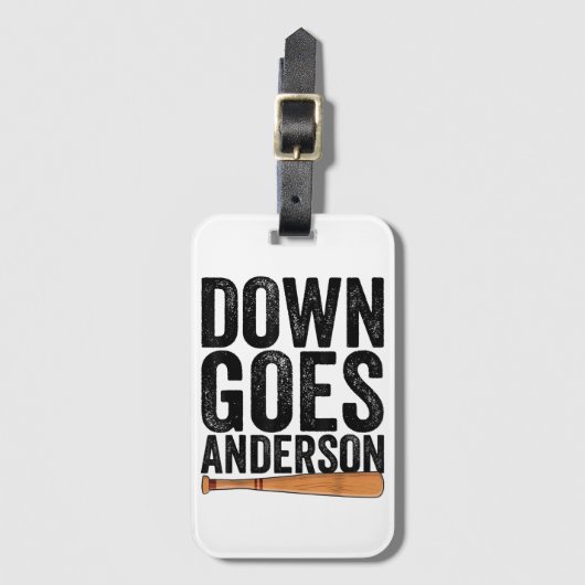 DOWN GOES ANDERSON GRAPPIG HONKBALGESCHENK ANDERSO BAGAGELABEL (Voorkant (verticaal))