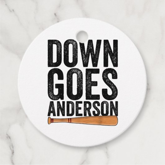 DOWN GOES ANDERSON GRAPPIG HONKBALGESCHENK ANDERSO BEDANKJES LABELS (Voorkant)