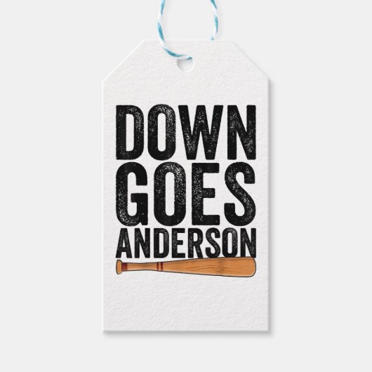 DOWN GOES ANDERSON GRAPPIG HONKBALGESCHENK ANDERSO CADEAULABEL (Voorkant)