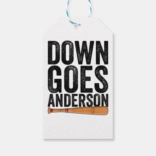 DOWN GOES ANDERSON GRAPPIG HONKBALGESCHENK ANDERSO CADEAULABEL (Achterkant)