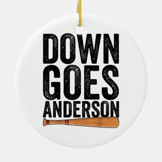 DOWN GOES ANDERSON GRAPPIG HONKBALGESCHENK ANDERSO KERAMISCH ORNAMENT (Achterkant)