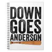 DOWN GOES ANDERSON GRAPPIG HONKBALGESCHENK ANDERSO NOTITIEBOEK (Voorkant)