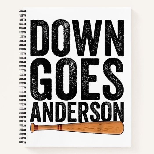 DOWN GOES ANDERSON GRAPPIG HONKBALGESCHENK ANDERSO NOTITIEBOEK (Voorkant)