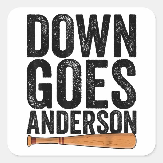 DOWN GOES ANDERSON GRAPPIG HONKBALGESCHENK ANDERSO VIERKANTE STICKER (Voorkant)