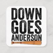 DOWN GOES ANDERSON GRAPPIG HONKBALGESCHENK ANDERSO VIERKANTE VISITEKAARTJE (Voorkant)