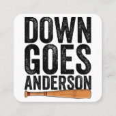 DOWN GOES ANDERSON GRAPPIG HONKBALGESCHENK ANDERSO VIERKANTE VISITEKAARTJE (Achterkant)