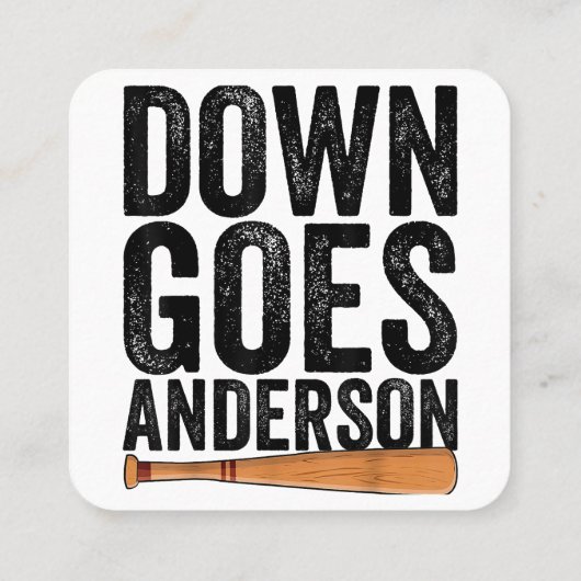 DOWN GOES ANDERSON GRAPPIG HONKBALGESCHENK ANDERSO VIERKANTE VISITEKAARTJE (Achterkant)