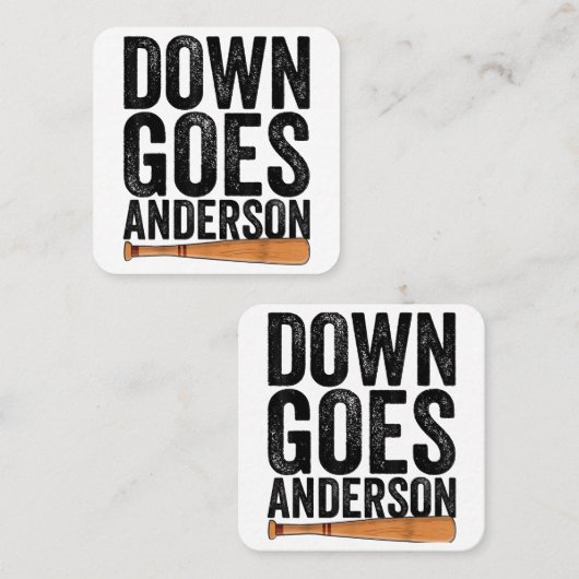 DOWN GOES ANDERSON GRAPPIG HONKBALGESCHENK ANDERSO VIERKANTE VISITEKAARTJE (Voorkant / Achterkant)